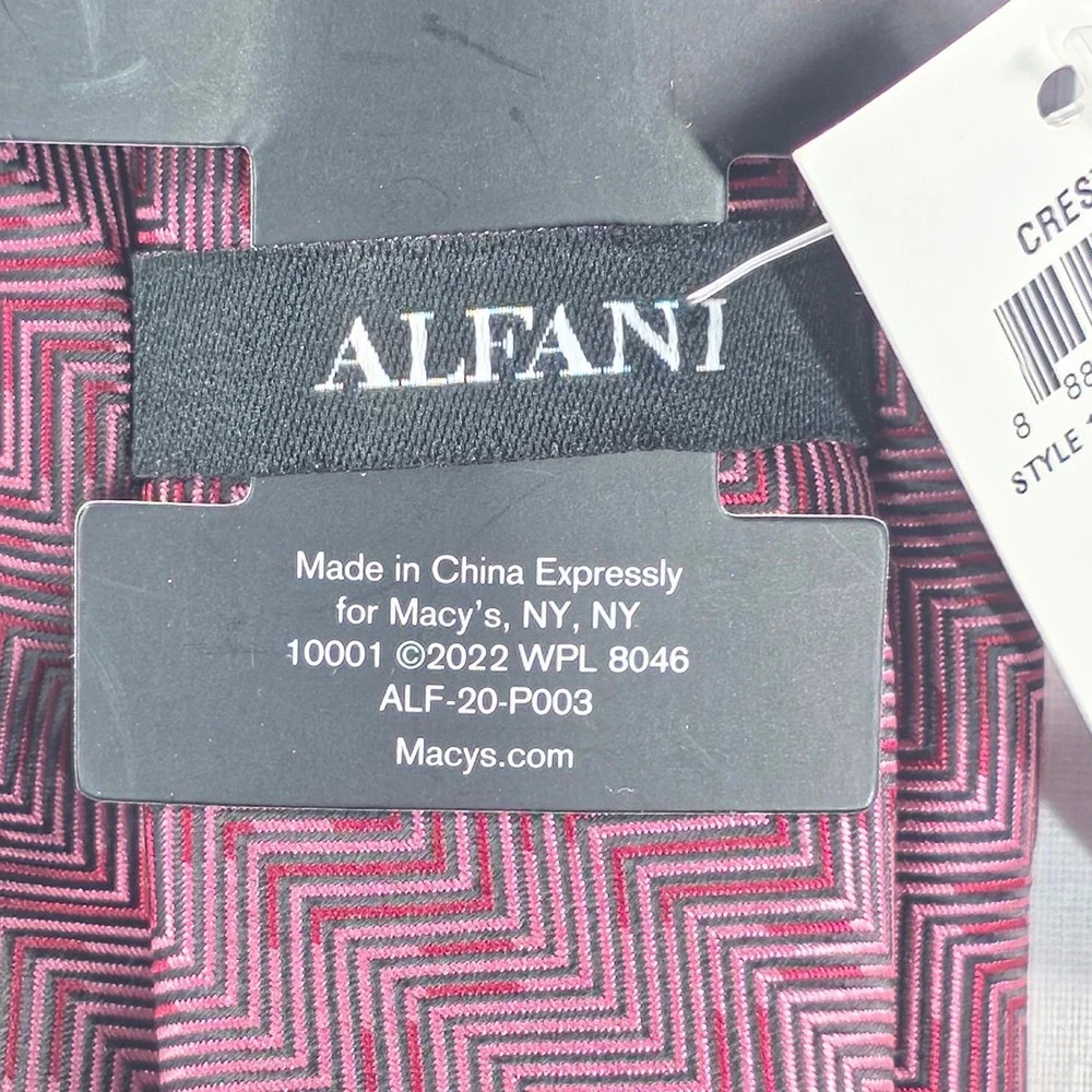 Alfani Mens Tie One Size Red Geometric Regular Fit Formal Necktie NWT
